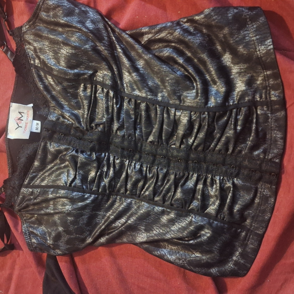 Black Satin Ruched Camisole
